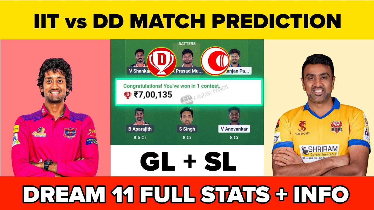 🔴ITT vs DD MATCH PREDICTION || TNPL 2025 || MATCH-5 || DREAM 11 FULL STATS +INFO