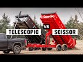 Scissor hoist vs telescopic cylinder  its not what you think djx vs dtx dump trailer comparison