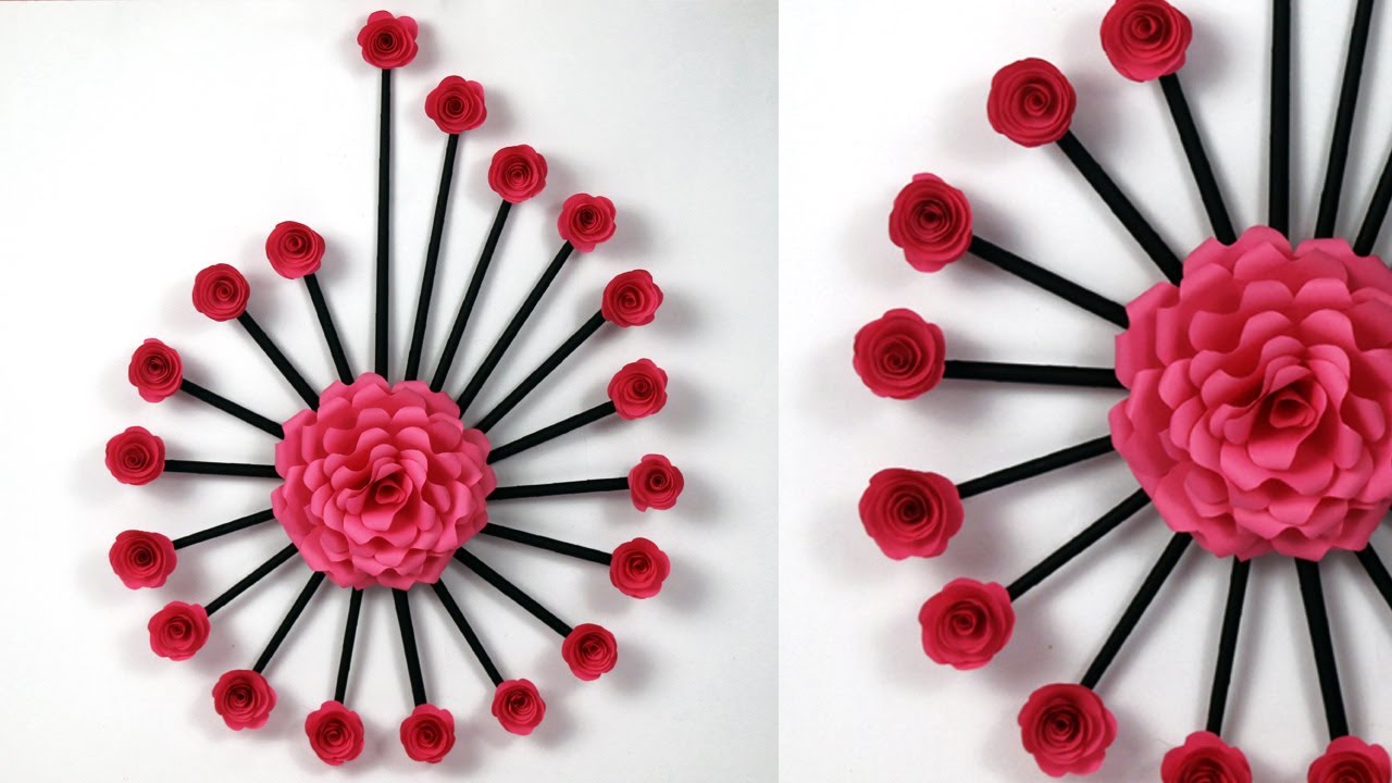 Very Easy Paper Rose Flower Wall Hanging / beautiful Wall Decoration YouTube