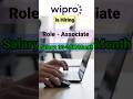Wipro is hiring for the role of Associate | Freshers can apply | Graduates can apply #job #shorts