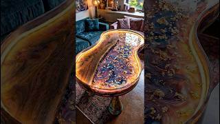 Creating The Cosmic Glow Nebula Table 🌌 Epoxy & Live Edge Walnut #Shorts