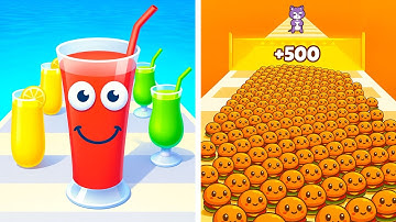 Juice Run 🟧 vs Food Run 🍔 ASMR Speed Challenge Walkthrough Max Gameplay Android iOS EE2422