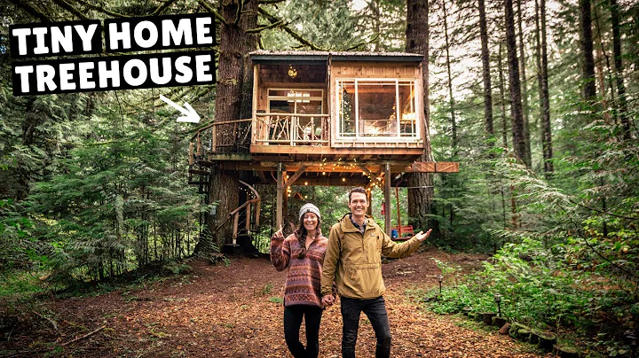 OUR TINY HOME TREEHOUSE GETAWAY (break from van li...