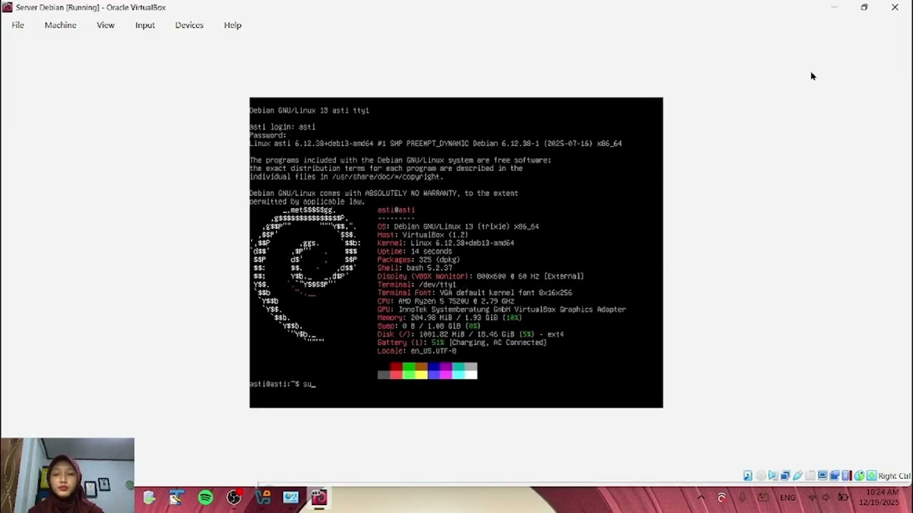 Network Management pada Debian server di virtual box