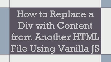 How to Replace a Div with Content from Another HTML File Using Vanilla JS