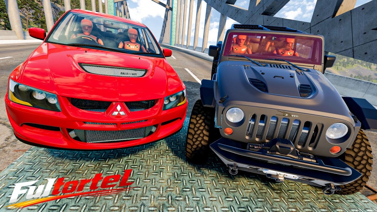 All Boosted Cars Full Throttle Downhill Mayhem #2 | Jeep Wrangler Loses Control BeamNG Simulation