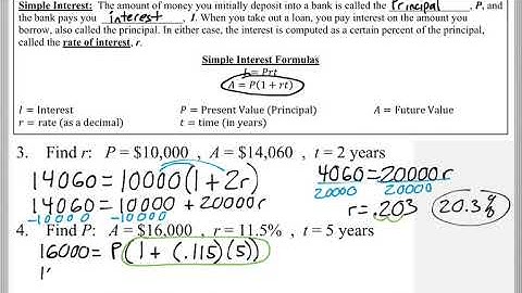 Math 118 : 3.3 #4 (Mathematical Explorations Tutorial : Simple Interest)