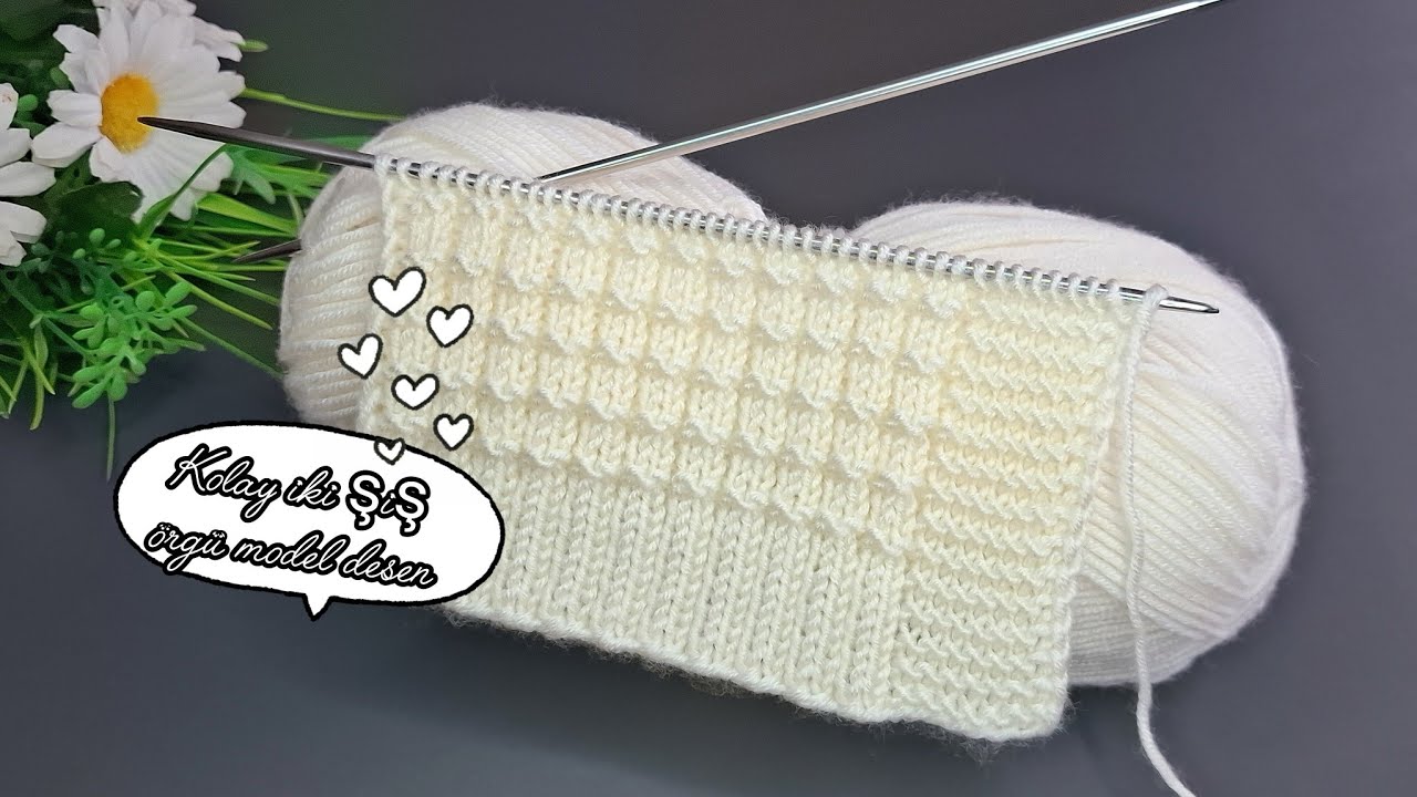 Kolay İki Şiş Örgü Yelek Model Desen 🧶