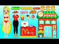 DIY Paper Dolls &amp; Crafts - How To Make Mini McDonald’s For Rapunzel - Barbie Decorate Quiet Book