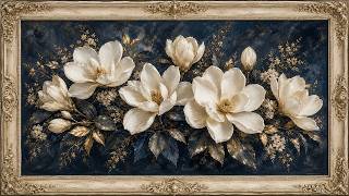Hale Navy Magnolia Soft Light Floral Frame | 1 Hour 4K OLED TV Art | No Sound screenshot 2