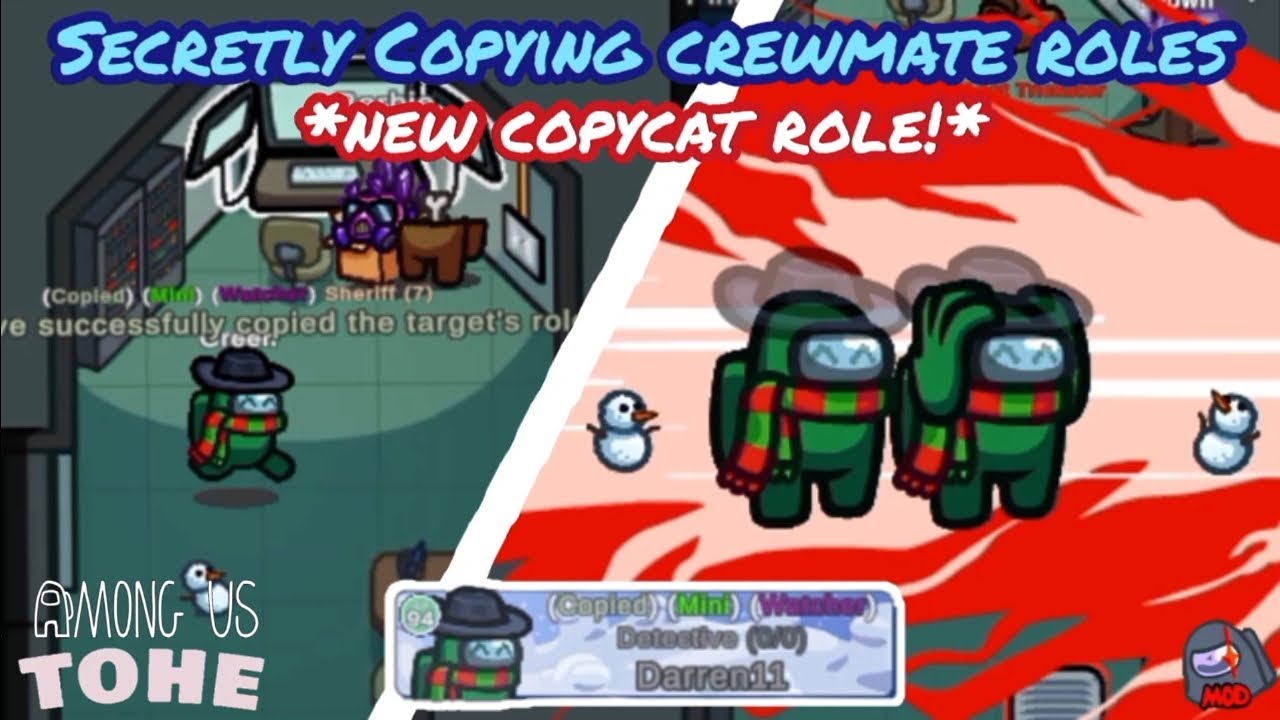 Secretly copy crewmates role as the NEW COPYCAT ROLE in Among Us!! 🐱🔥 ...