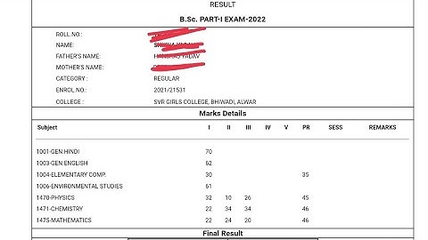 Matsya University Bsc 1st Year Ka Result Declared 2022 #result