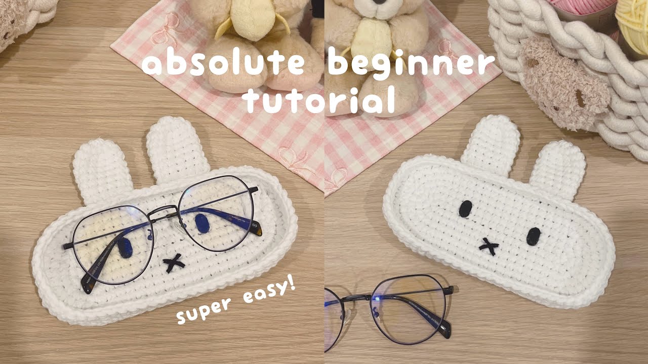 🐰 crochet miffy glasses holder | crochet desk decor | miffy glasses tray, case for crochet beginner