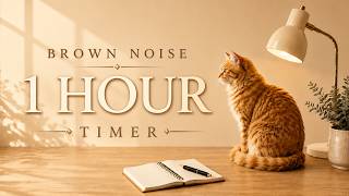 🐈 1 Hour Brown Noise Timer | Cozy Deep Focus for Studying, Reading & Work