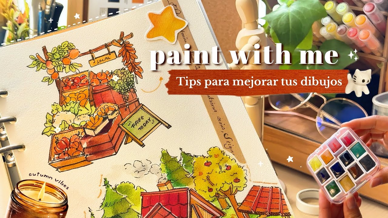 Cómo mejorar tus dibujos RÁPIDAMENTE, prácticas en acuarela ✨ l ✧˖°  PAINT with me 🎨 ft.Lightwish