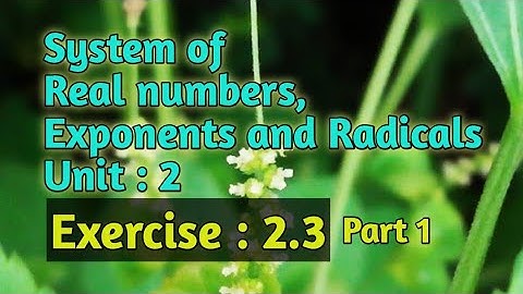 System of Real numbers, Exponents and Radicals.. Chapter 2.. Ex:2.3