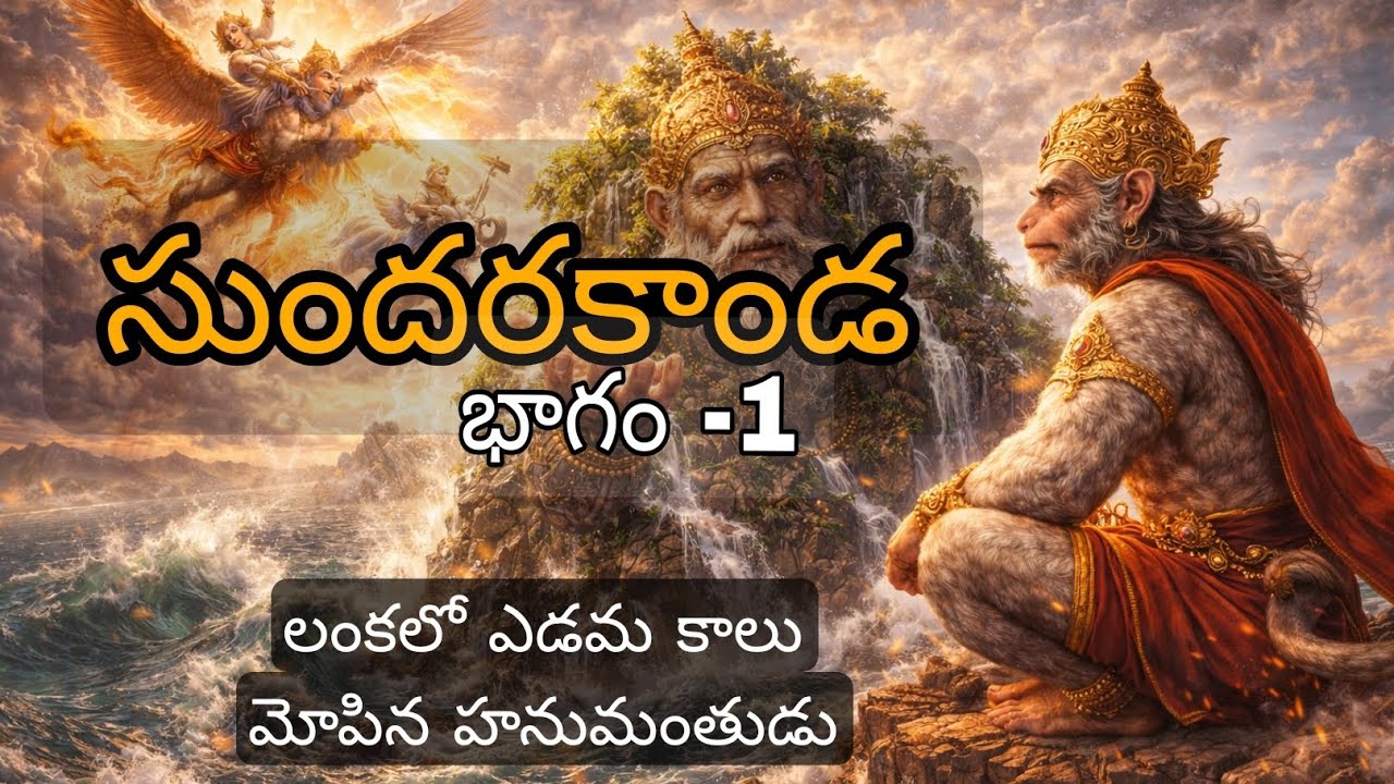 సుందరకాండ | మహేంద్ర గిరిపై నుండి మహాసముద్రం మీదుగా వెళ్ళి లంకలో ఎడమకాలు మోపాడు | హనుమంతుడు 