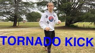 HOW TO DO A TORNADO KICK EASY AND FAST - (taekwondo round house and karate crescent kick)