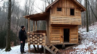 Building a Cozy Cabin from Wooden Pallets | Full Project