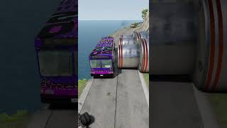 Cars and Bus vs Giant Bollards - BeamNg.Drive screenshot 1