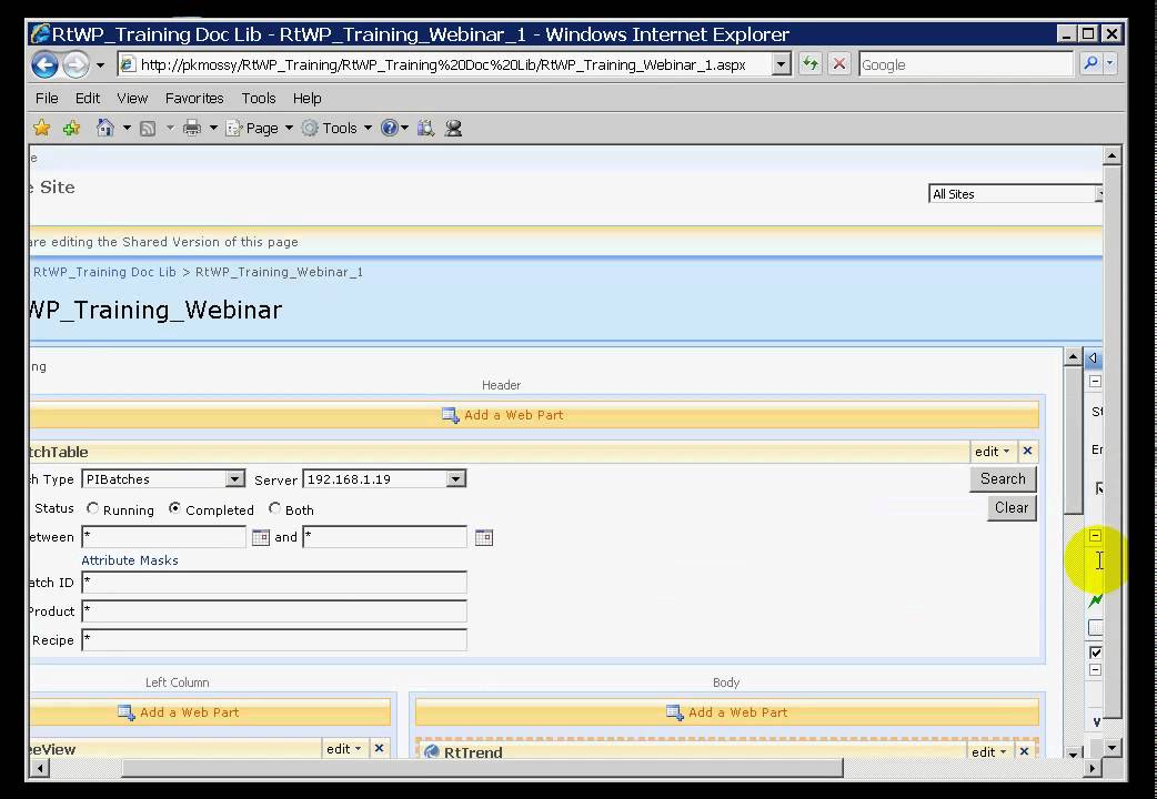 OSIsoft: Introduction to SharePoint Web Parts. v2.2