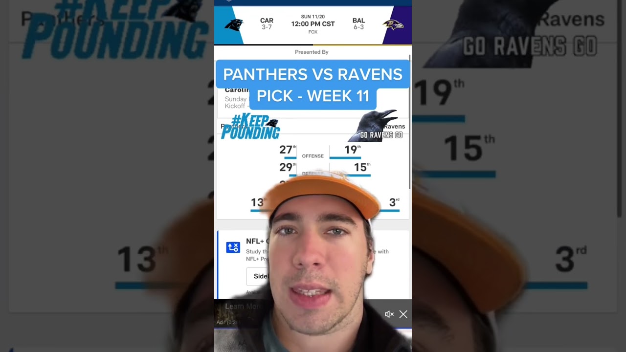 Panthers vs Ravens Week 11 Pick! 