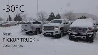 Pickup truck extreme DIESEL cold start compilation  Cummings, Powerstroke, Duramax & more