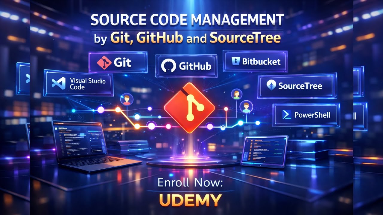 🚀 Enroll FREE on Udemy – Source Code Management by Git, GitHub & SourceTree! 🚀