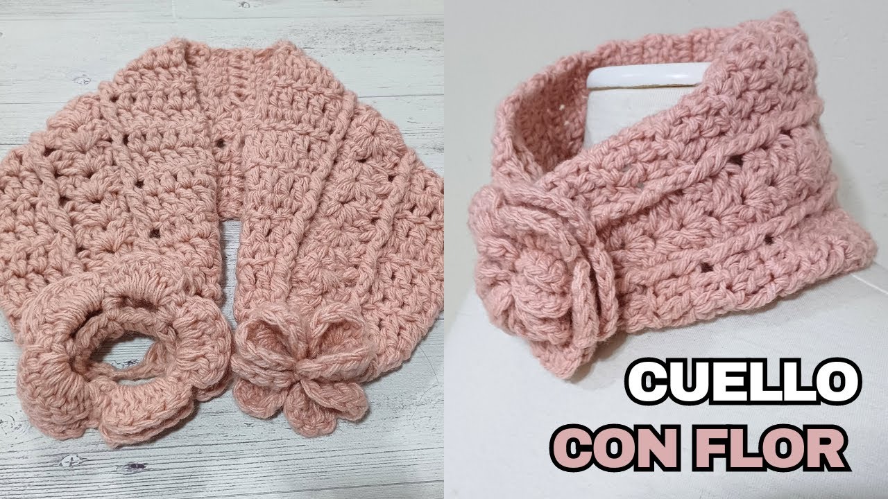 Cuello a crochet con flor [Se cierra con la flor!]