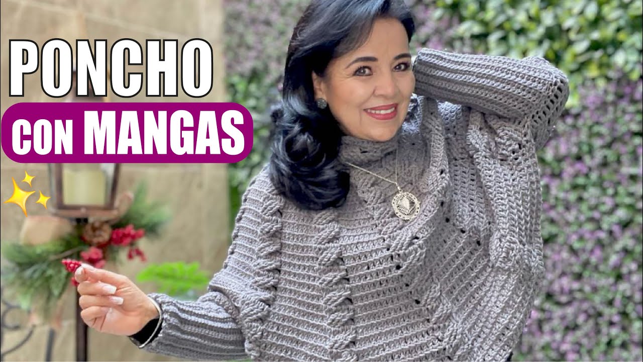 Cómo tejer este Poncho con Mangas 😍 GANCHO O CROCHET| Muy Fácil y Rápido | Yo Tejo Laura Cepeda - YouTube