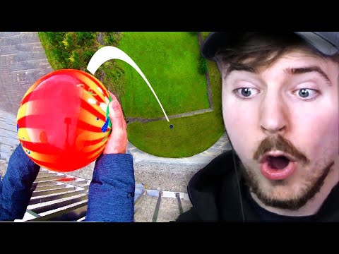 Видео: Мяч для боулинга падает с высоты более 180 метров!
