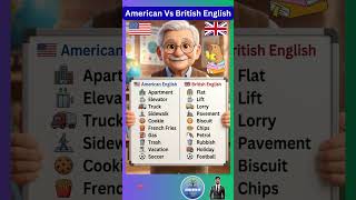 American vs British  English words in detail for spoken English class 01 #english #words #shorts