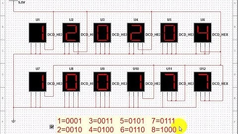 How to show different numbers in 7 Segment display by Binary  numbers. Circuit Design. NI Multisim.