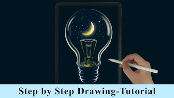 Moonlight Light Bulb Creative iPad Procreate Drawing - Step by Step Drawing Tutorial