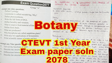 Ctevt first year botany paper soln 2078  ll botany ctevt ll exam paper soln ctevt ll health faculty
