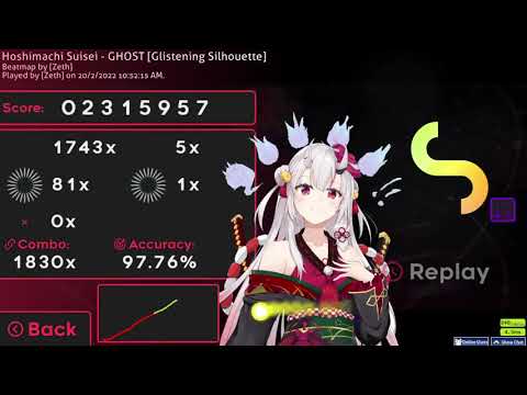 [osu!taiko] 星街すいせい - GHOST [Glistening Silhouette] + NC FC | 97.76% 454 pp