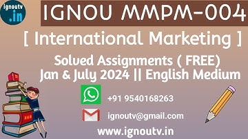 IGNOU MMPM-004 Solved Assignment Jan & July 2024 [FREE] || IGNOU MBA || IGNOU TV || IGNOU ||