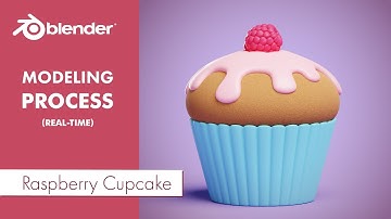 Raspberry Cupcake Modeling Process In Blender (Real-Time)