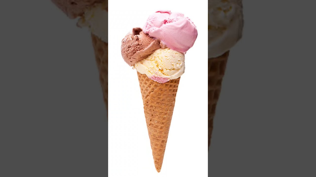 3 Different Scoops Of Ice Cream Icecream Pink Yellow The DRVL