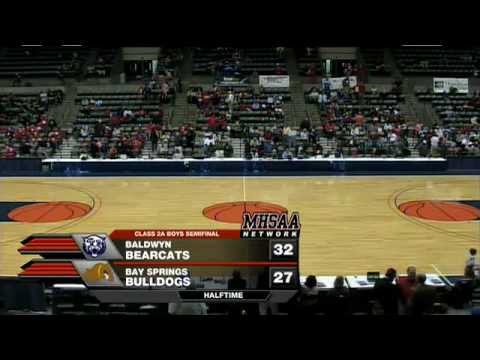 Tune in Friday, February 24, at 3:30 PM EST to see Basketball Boys Playoffs LIVE at Mississippi Coliseum, Jackson, Mississippi. The 2012 MHSAA Class 2A Boys State Championship Semi Final #2 between Bay Springs High School (29-3) vs Baldwhyn High School (26-4) from Mississippi Coliseum in Jackson, Mississippi Participants Bay Springs HS, Baldwyn HS This event is also available at www.misshsaa.tv Produced By MHSAA