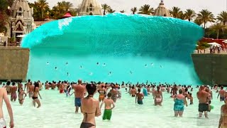 wave pool BREAKS and floods entire water park...