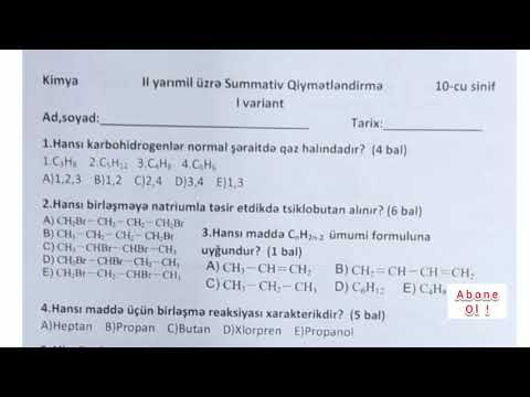 10-cu sınıf Kimya BSQ 2 Cavabları