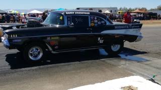 Eagle Field Runway Drags 5/17 Midnite Express Blown 57 Chevy roasting the donuts