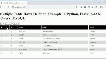 Delete Multiple Rows from Table using Python, Flask, MySQL, jQuery, AJAX