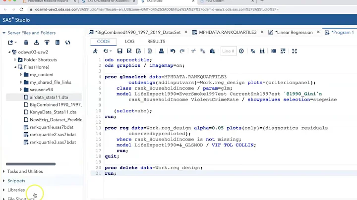 Video 8 - Simple Method for Obtaining Collinearity Stats from Linear Regression Models in SAS Studio
