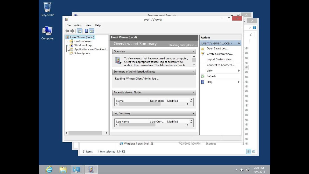 Windows 8.0 Professional - View Events in the Control Panel Event Log ...