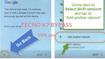 TECNO K7 quick short and easy way to bypass google account