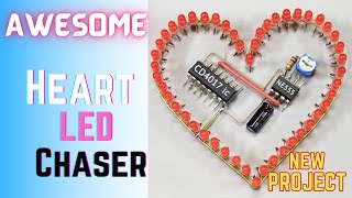 How To Make A Heart Shaped LED Chaser | Super LED Chaser Circuit | @NZElectro ​