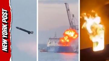 Video Captures Russian Projectile Flying Through Air Before Blasting Ukrainian Sea Port
