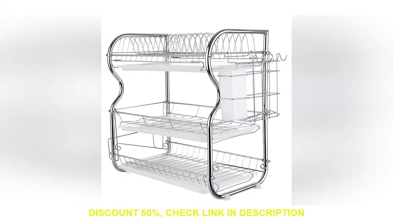 Multi-functional 3-Tier Dish Rack Kitchen Supplies Storage Rack Draining Rack with Chopsticks/Knives
